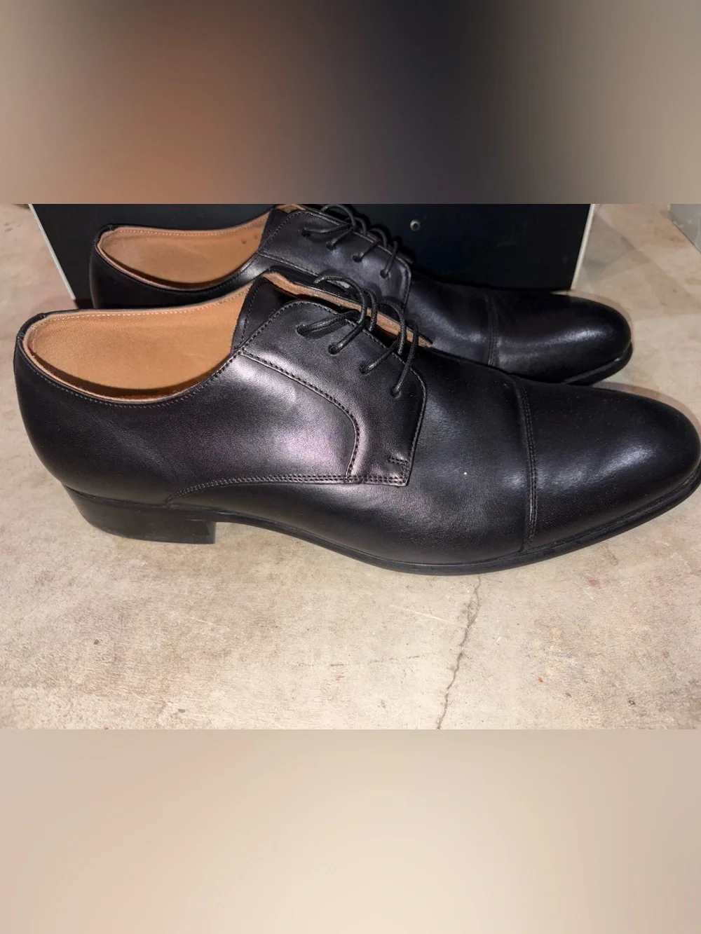Aldo Black Leather Cap-Toe Derby Shoes